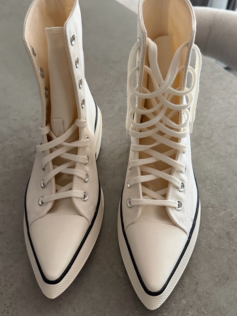 Converse Cream High-Top Pointed Toe Lace-Up Sneakers